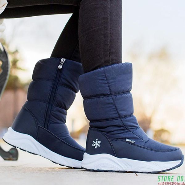 

winter snow boots women waterproof botas platform boots ankle sneakers zipper comfortable ladies 2020 buty damskie, Black