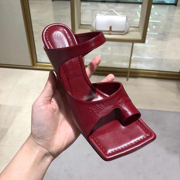 

nikali 2020 women's shoes leather thin heel square toe sandals women's sandals, Black