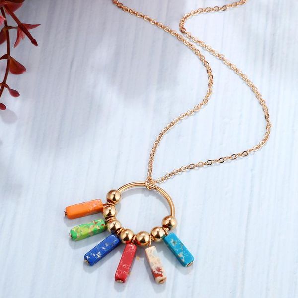 

zoshi natural stone beads chakra necklace jewelry handmade multi color gold chains necklace friendship gifts, Silver