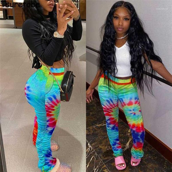

tie dye print stacked sweatpants women clothes 2020 camo streetwear joggers high waist trousers sport plaid ruched pants female1, Black;white