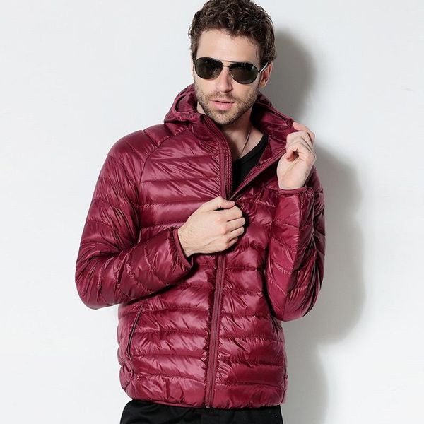 

7 color ultralight men's portable hooded white duck down jacket windbreaker feather parka 2021 new winter warm coat outwear 6xl, Black