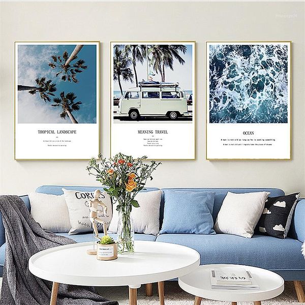 

tropical ocean beach palm tree canvas poster landscape wall art print painting nordic decoration picture scandinavian home decor1