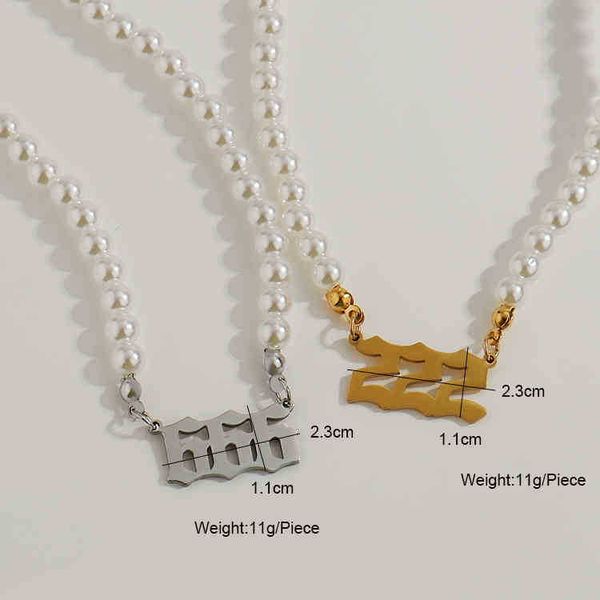 

jewelry women pearl linked gold sier plated beaded number necklace, Silver