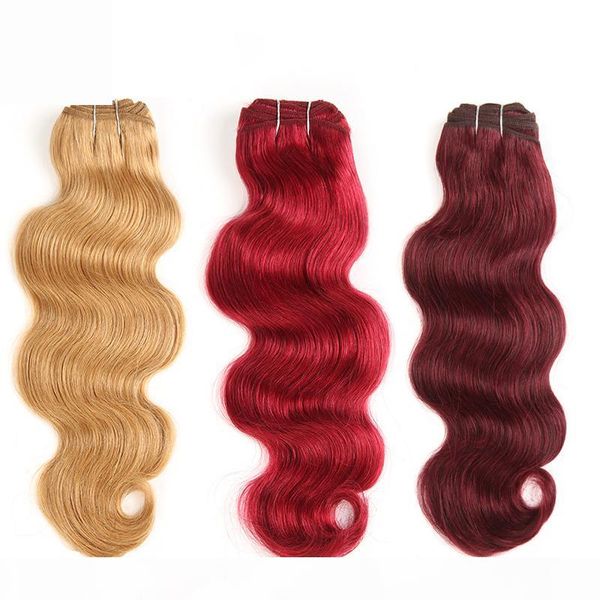 

colored human hair bundles body wave brazilian virgin human remy hair weft color 27,30 ,99j, bug, Black