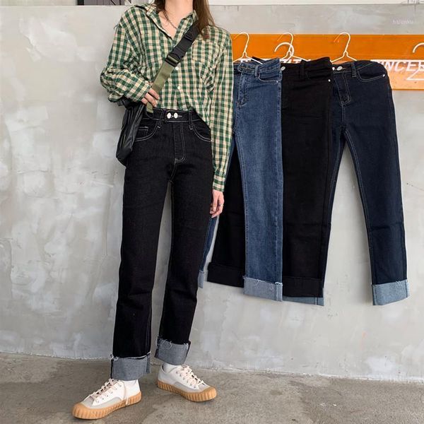 

women's jeans woman high waist clothes wide leg denim clothing blue streetwear vintage quality 2021 fashion harajuku straight pants1