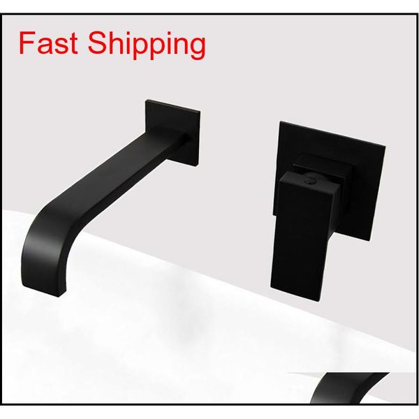 

matt black plated bathroom wall mounted faucet quality brass waterfall basin water mixer single handle square tapware mdadp