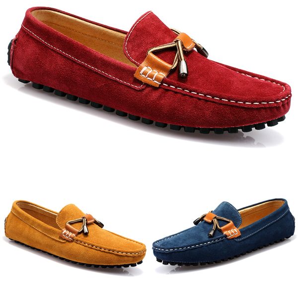 

non-brand men british peas shoes leather casual fashion breathable dark blue red yellow brown lazy overshoes, Black