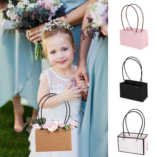 

waterproof paper bag gift flower box with handle waterproof paper bags for gifts valentine's day rose boxes party decoration