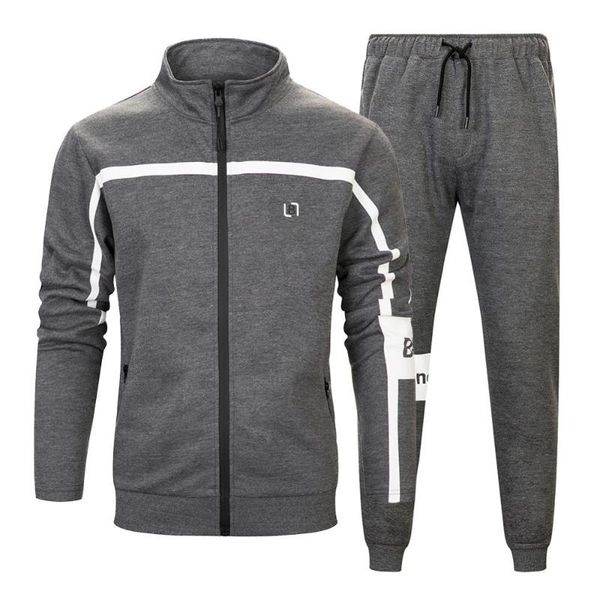 

running sets autumn men's sportswear zipper jacket sweatpants 2 pieces sports suit fitness jogging sweatshirt gym male tracksut, Black;blue