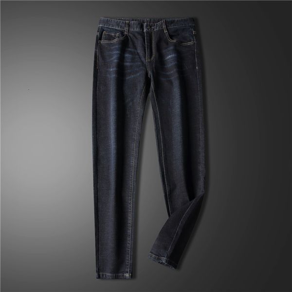 

2020 new korean denim pants middle age fashion autumn and winter zipper jeans men, Blue