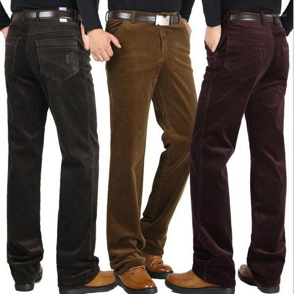 

men's trousers corduroy trousers men's leisure pants high waist straight middle-aged wash and wear business casual corduroy pant1, Black