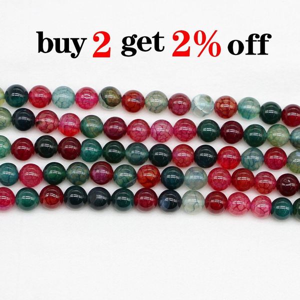 

1strand lot natural stone tourmaline agates bead round gem loose spacer beads for jewelry making findings diy bracelet wholesale h jllfge
