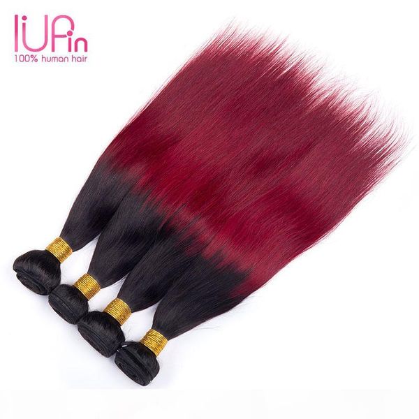 

ombre 1b-burgundy straight weave human hair bundles brazilian virgin hair 4 pieces deal peruvian malaysian straight hair bundles two tone, Black