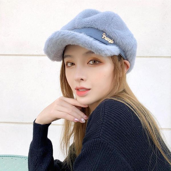 

stingy brim hats women hat cap female flat beret octagon autumn winter velvet sboy gorras casquette1, Blue;gray