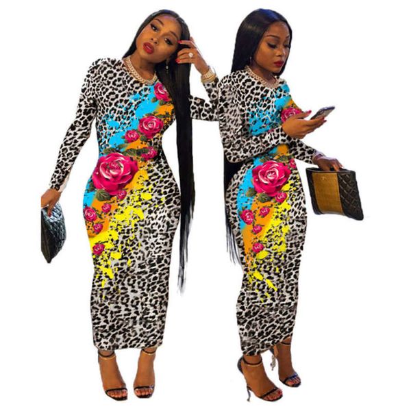 

women's selling x1001 leopard print splicing long sleeve dress, Black;gray