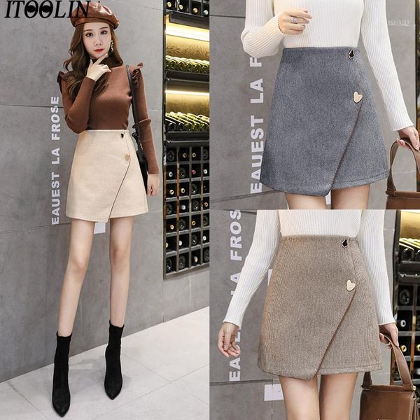

heliar 2020 autumn winter suede split thick stretchy skirts women short a-line buttom skirts high waist slim skirt casual female1, Black