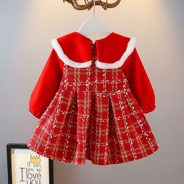 

girl's little fragrance plush princs skirt baby's warm new year's drscges, Red;yellow