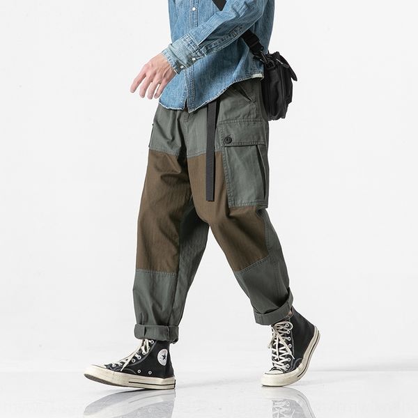 

2019 комбинезон случайных соответствий pantscolor случайных брюки мужские и американский стиль промывают большой карман overallsloose и небо, Blue