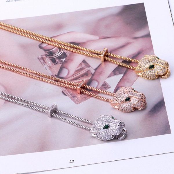 

2020 european and american ins fashion jewelry gold necklace animal necklace womens leopard diamond necklace mens chain wholesale, Silver