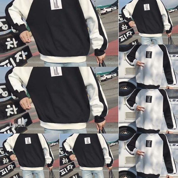 

2020 new spring and autumn sweater pullover sweatersweatercasual sports men's long sleeve t-shirt men's pullover crew neck fashion, Black