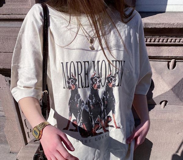 

men's t-shirts american dog short t-shirt men and women hip hop fried street oversize loose national fashion half sleeve top, White;black