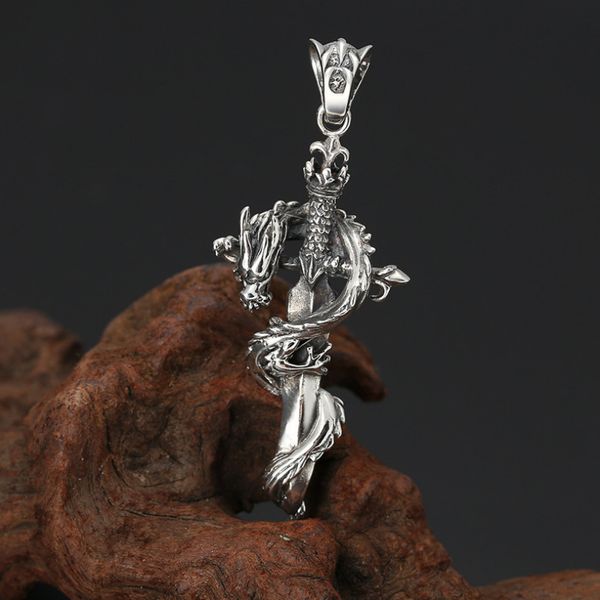 

real silver dragon sword pendant men s925 sterling silver pendant chinese style dragon design pendant jewelry gift q1117