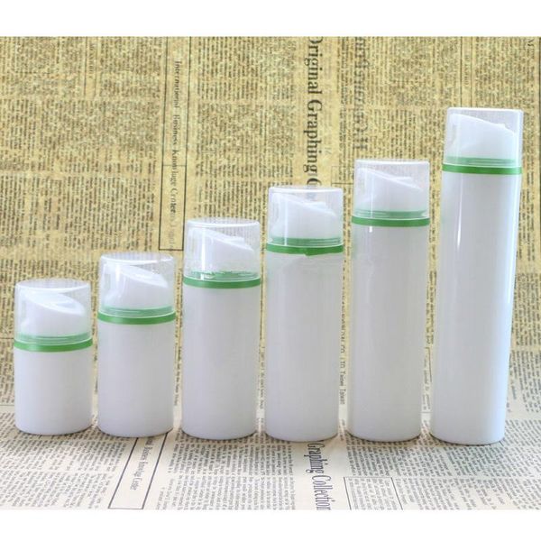 

30ml 50ml 100ml clear cap green edge cosmetic container empty airless pump plastic bottles travelling liquid use f095
