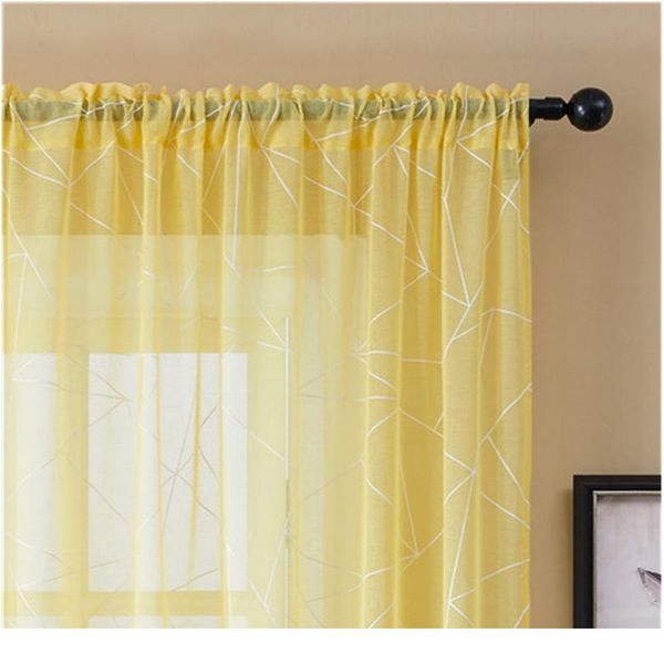 

khaki red geometric nordic style window curtain decoration modern chiffon sheer curtains for living room voile tulle wmtivu