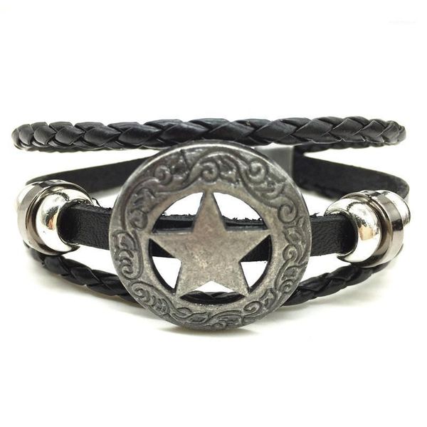 

star punk handmade men leather bracelets women vintage bangle male homme jewelry accessories1, Golden;silver
