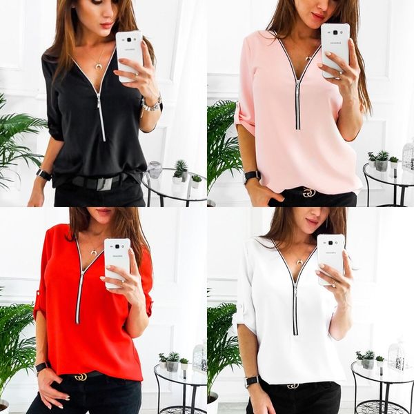 

evc6i spring and beauty new autumn style long sleeve t-shirt with bottom opcoatcoat and solid v-neck sweet for women wb2iv, White