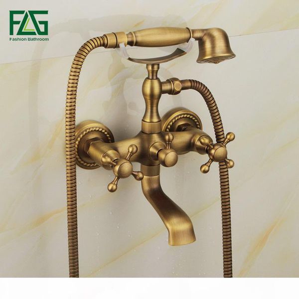 

flg rain shower faucets tap with handheld head brass wall mounted bath shower faucet set bathtub faucets bbyksc mj_bag
