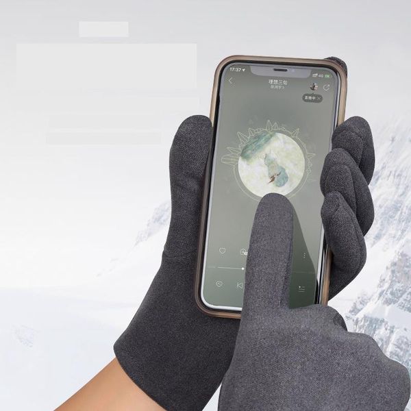 

men winter screen touch warm gloves full finger fashion plush inside glove casual solid wrist mittens dhd2113