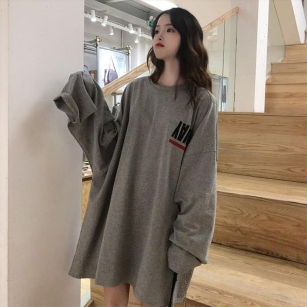 

streetwear mujier 2021 fall stranger things ulzzang korean style friends letter print oversized long sleeve t shirt women, White