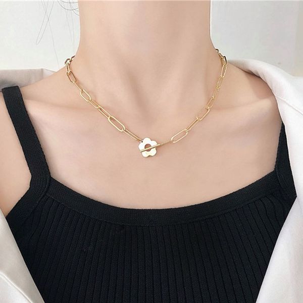 

new fashion gold color metal chain daisy flower choker necklace for women party wedding gifts chocker accessories, Silver