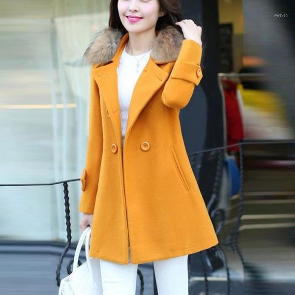

new long autumn winter coat women wool blends coats female jacket winter woman coat warm windbreaker abrigos mujer wool#j301, Black