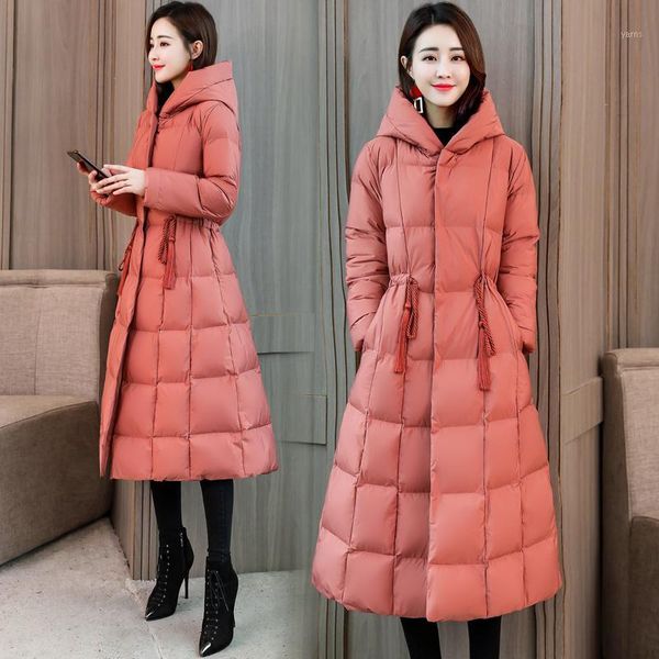 

winter women parka hooded long down cotton coat female padded jacket abrigos mujer invierno 2020 kj25931, Black