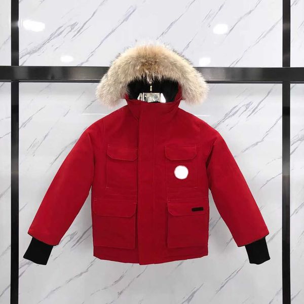 

winter childrens puffer jackets designer hoodie parka down coats for boy and girl dress apparel slim fit clothes clothing vest big fur, Black