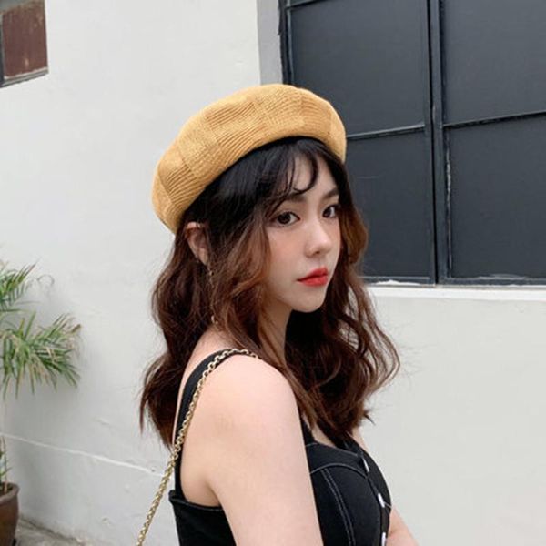

beret female summer thin korean hat female hundred japanese painters hat sunshade sunscreen hollow air breath tide, Blue;gray