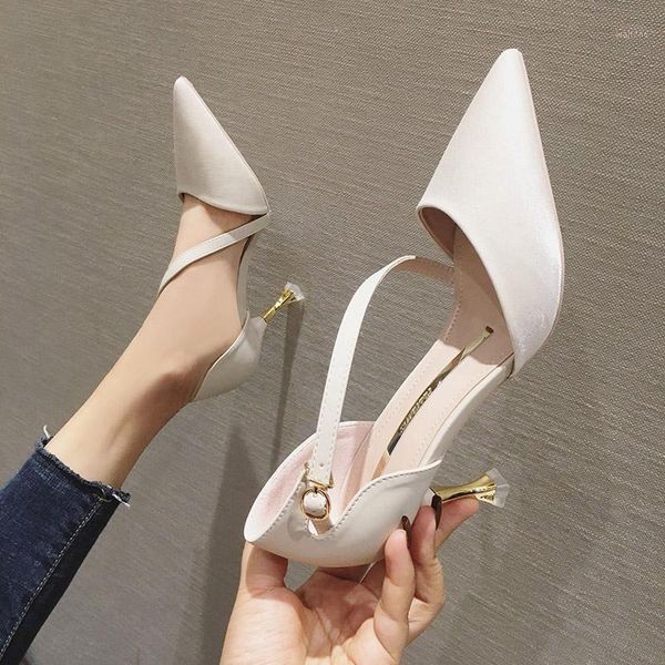 

spring/autumn pointed toe thin heel high heels women shoes fashion black wedding buckle strap sandals1