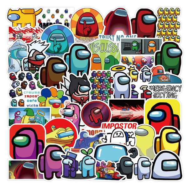 

dhl 50pcs/set cartoons among us stickers game anime stikers skateboard guitar lapbicycle car kawaii kids waterproof stikers toys