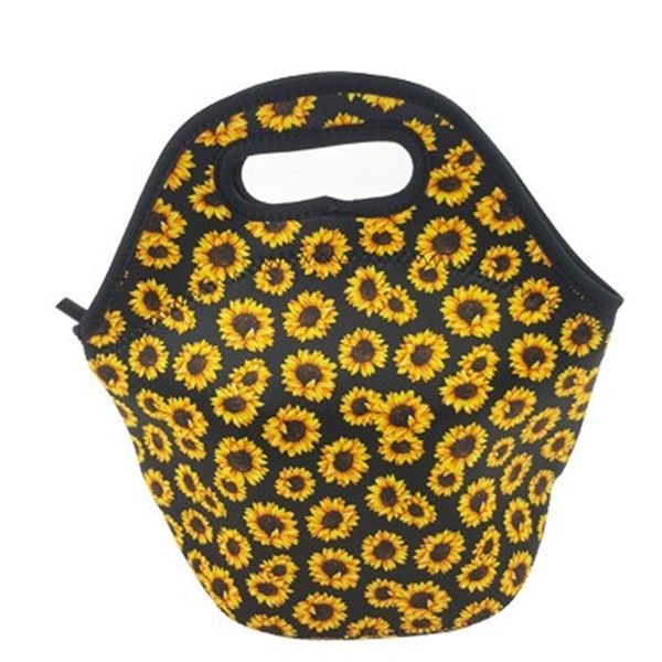 

convenient sunflower printed lunch bag neoprene insulated coolers handbags portable food containers fit outdoor picnic 13ny e1