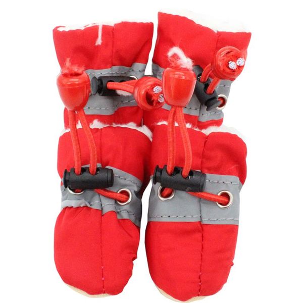 

4pcs/set winter reflective thick warm pet shoes dogs snow boots anti-slip waterproof shoes for small dogs cats bbyima