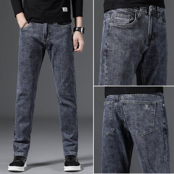 

brand slim fit men's jeans fashion business classic style stretch jeans denim pants casual trousers male black blue baggy