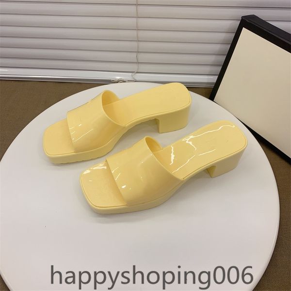 

fashion high-heeled shoes women's thick high-heeled shoes summer slippers leather letter decoration fish mouth peep toe lady sandals sz, Black