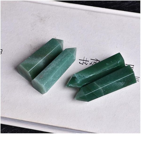 

1pc natural green aventurine hexagonal column crystal point repair healing stick family home decoration study room de qyluwp, Black