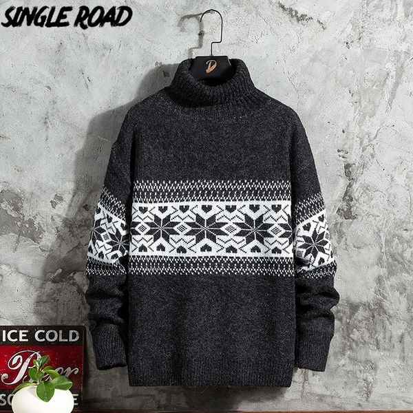 

singleroad mens turtlenecks sweater men winter patchwork high collar vintage sweaters harajuku korean black sweater men 201118, White;black