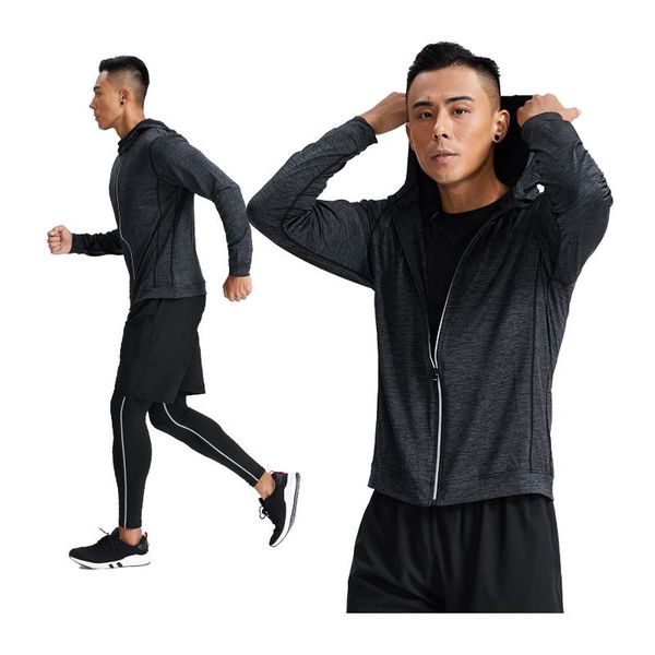 

running jackets men quick dry sport training hoodies coats casual zipper fitness outerwear male gym sweatshirts, Black;red