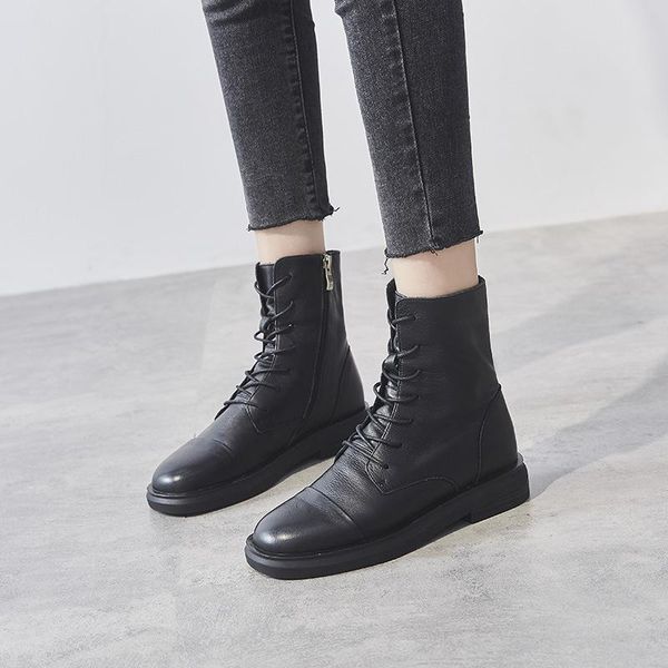 

женщины кожа martins сапоги голеностопного узелок осень обувь женщины черный натуральная кожа knight загрузочный ручной езда чистка низкий к, Black