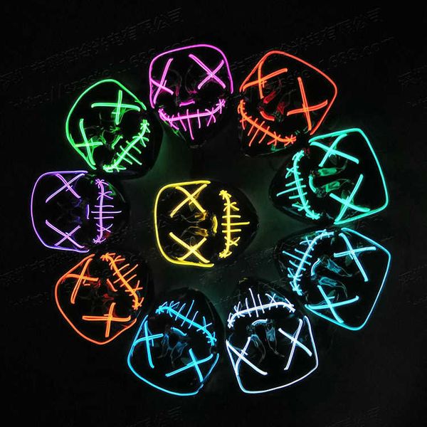 

halloween led light mask creative light up party neon cosplay costume tools party horror glowing dance masks
