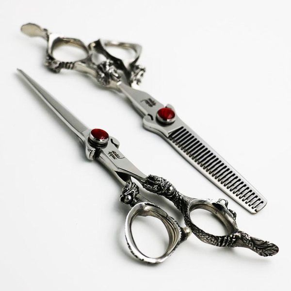 

hair scissors 6 inch professional hairdressing set cutting+thinning barber shears dragon handle personality styles